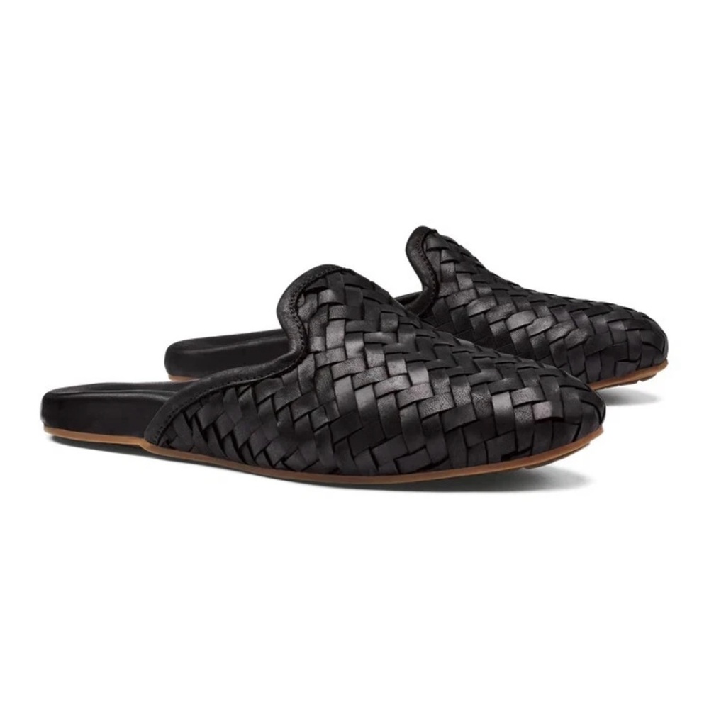 OLUKAI Mi'i Black Leather Mule Sandals Size 9 - Picture 3 of 10